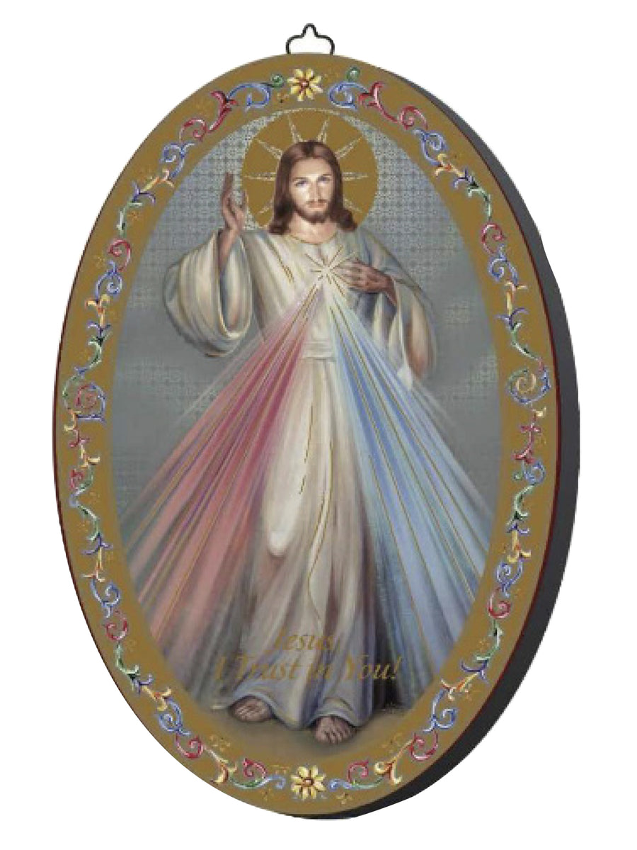 Oval Icon Plaque Large - Divine Mercy 200 x 300mm