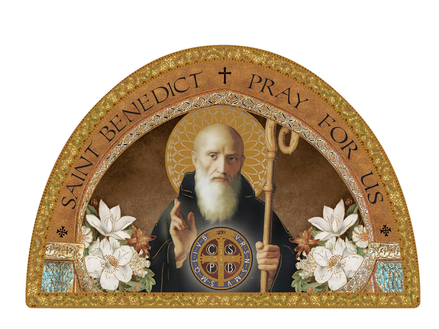 Arch Icon Gold Foiled Plaque - St. Benedict