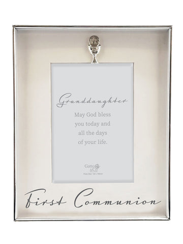 Communion Frame Silver With Motiff - Granddaughter