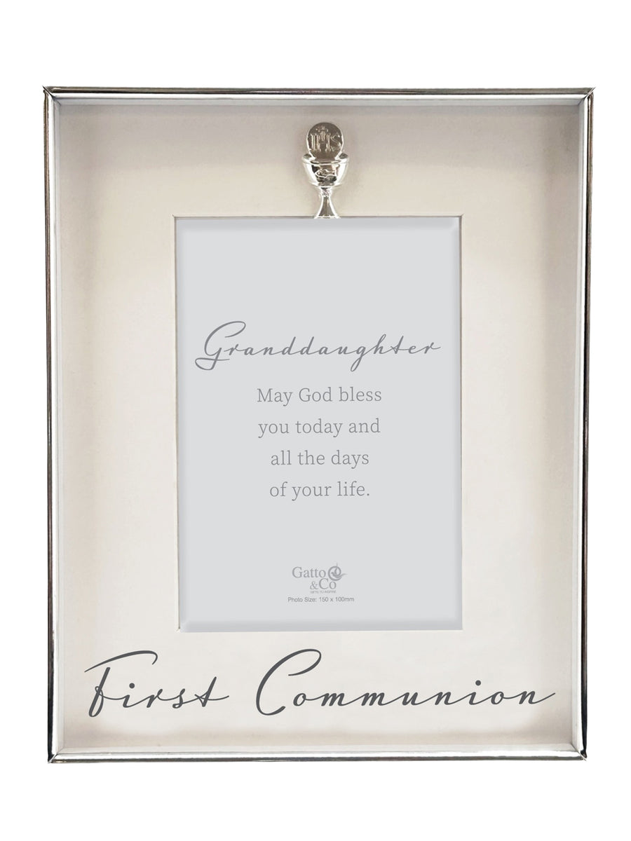 Communion Frame Silver With Motiff - Granddaughter