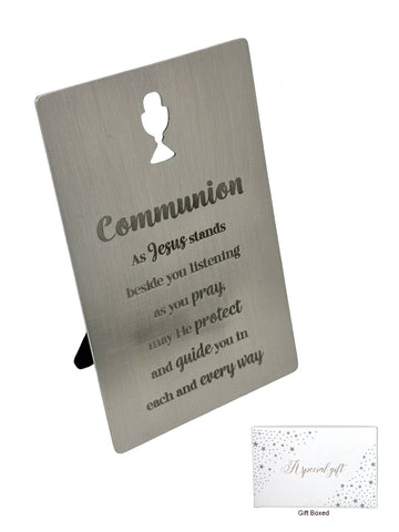 Commmunion Stainless Steel Metal Standing Plaque