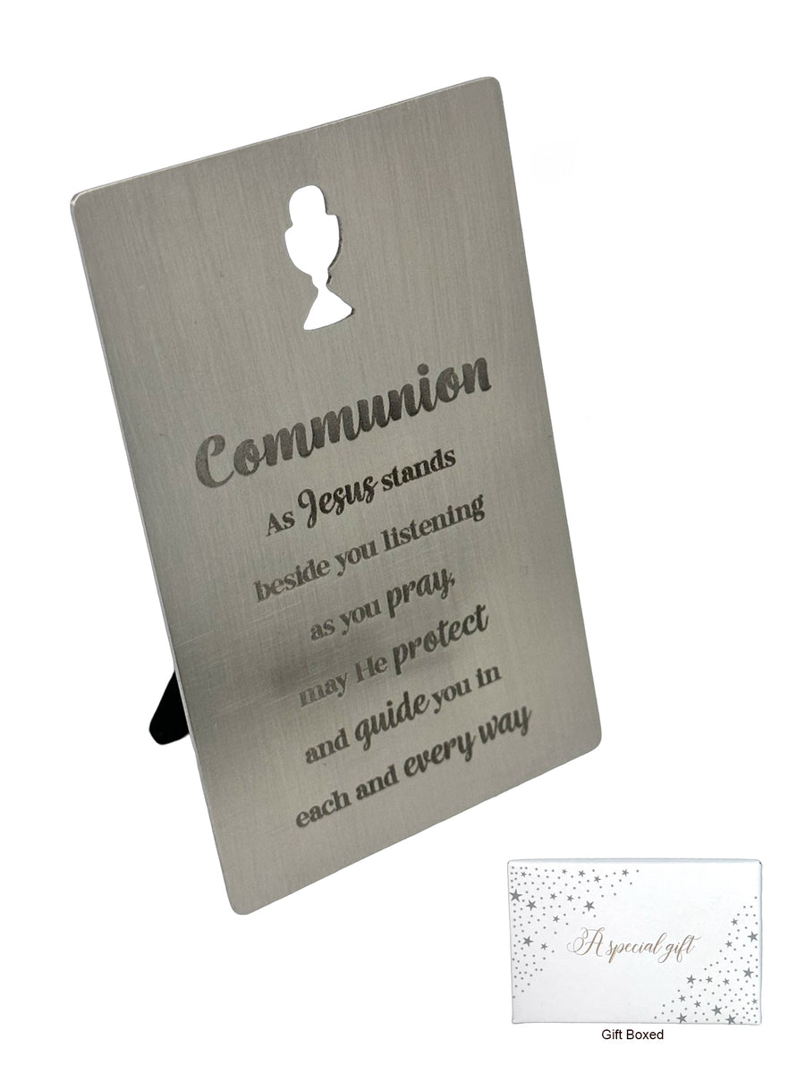 Commmunion Stainless Steel Metal Standing Plaque