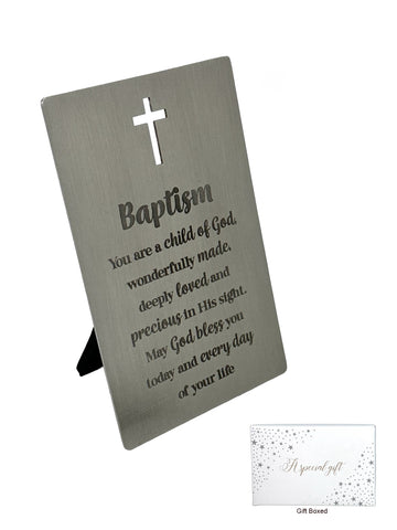 Baptism Stainless Steel Metal Standing Plaque