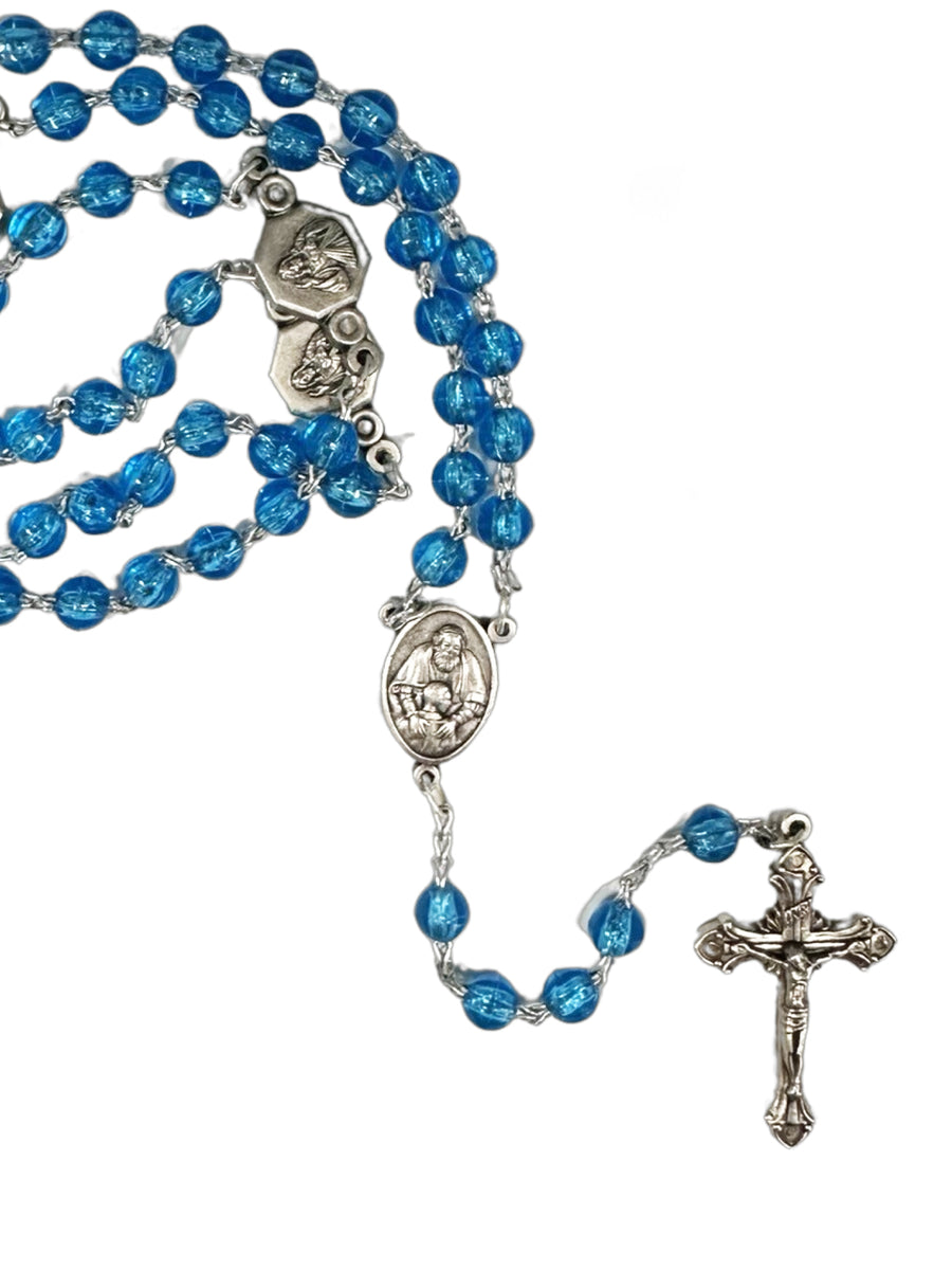 Clear Plastic Annunciation Rosary -  Red / Pink / Crystal / Blue