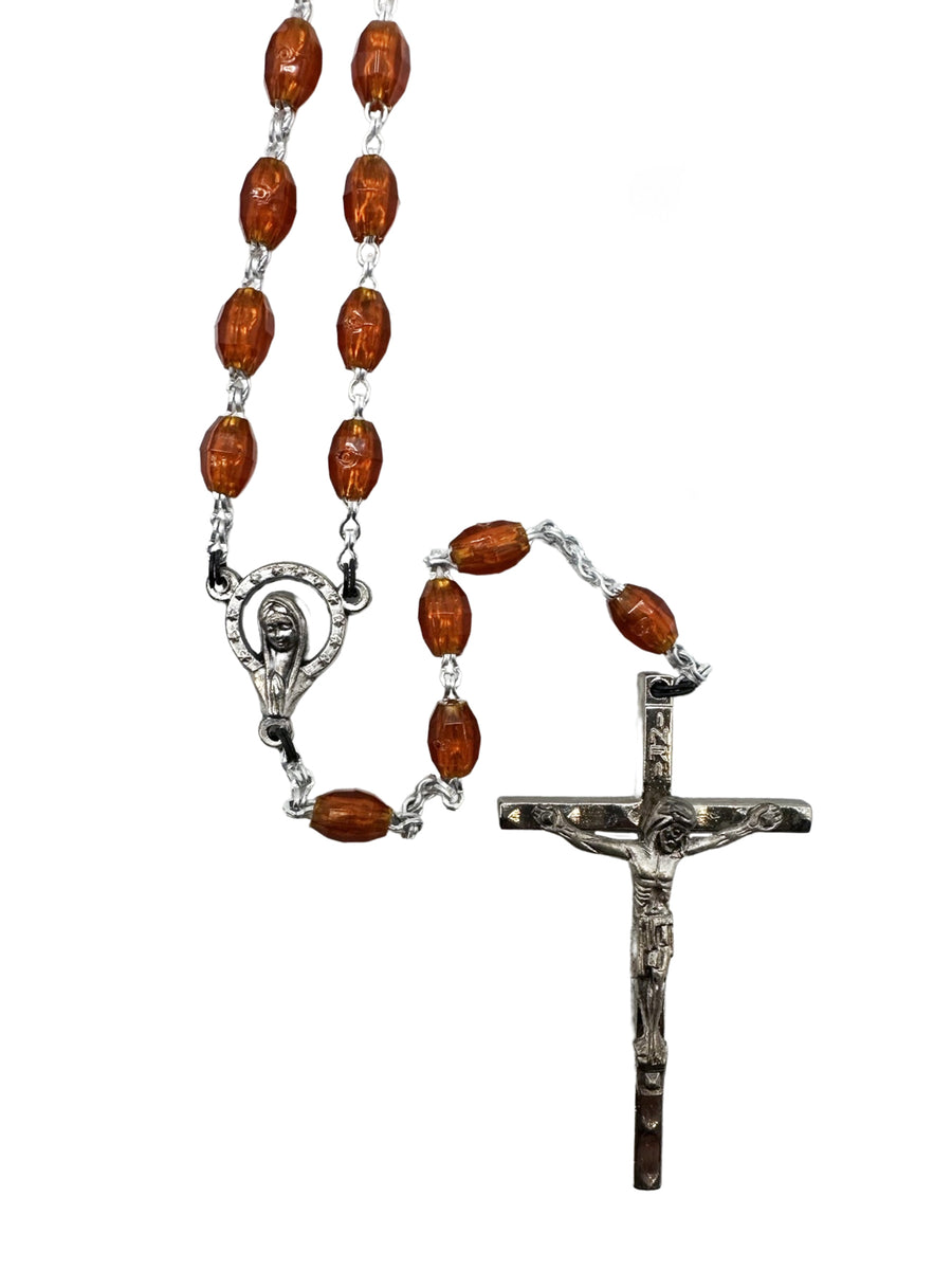 Clear Plastic Bead Rosary - Red / Brown / Crystal / Green / Blue