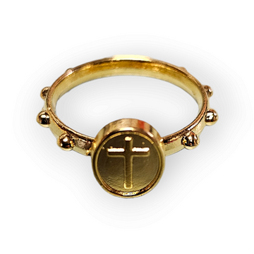 Cross Rosary Ring Gold - 17mm