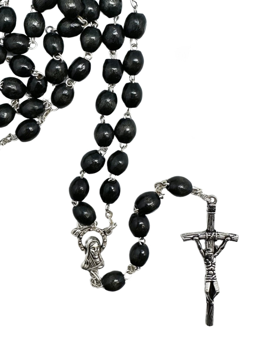 Fransiscan 7 Decade Wood Rosary - Brown / Black