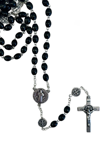 St. Benedict Olive Wood Rosary - Black