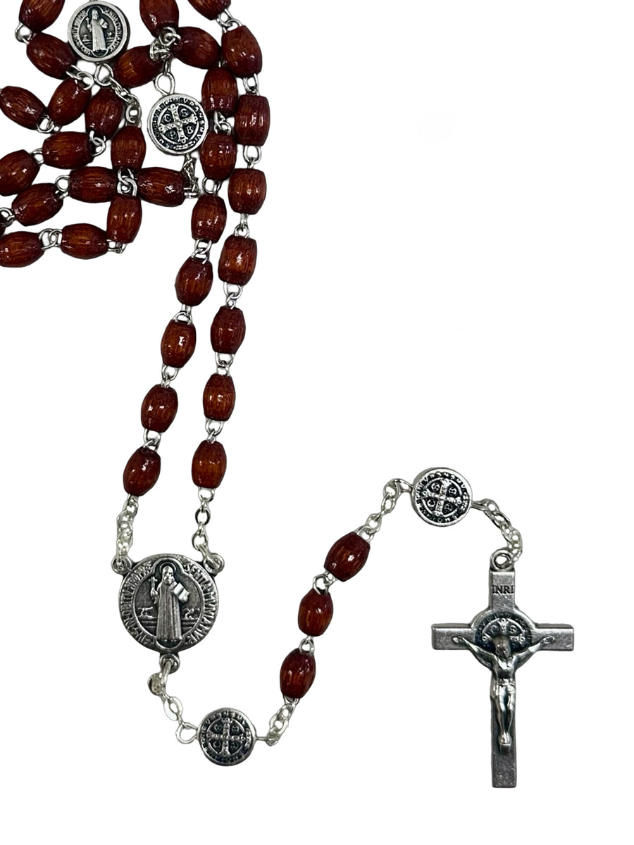 St. Benedict Olive Wood Rosary - Brown