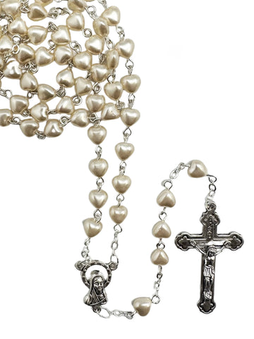 Heart Shape Bead Mother of Pearl Rosary