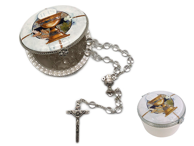 Communion Rosary in Porcelain Box