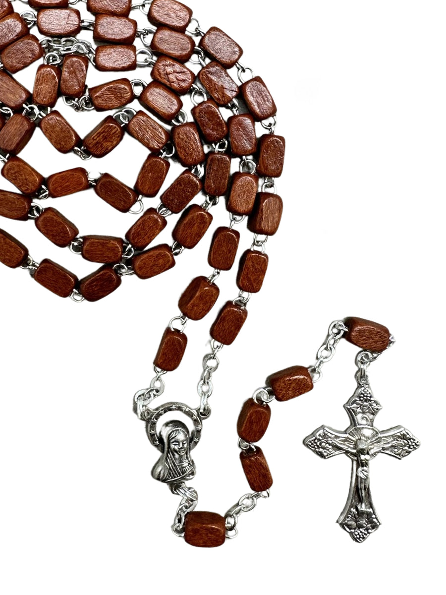 Rectangular Wood Rosary - Brown / Black