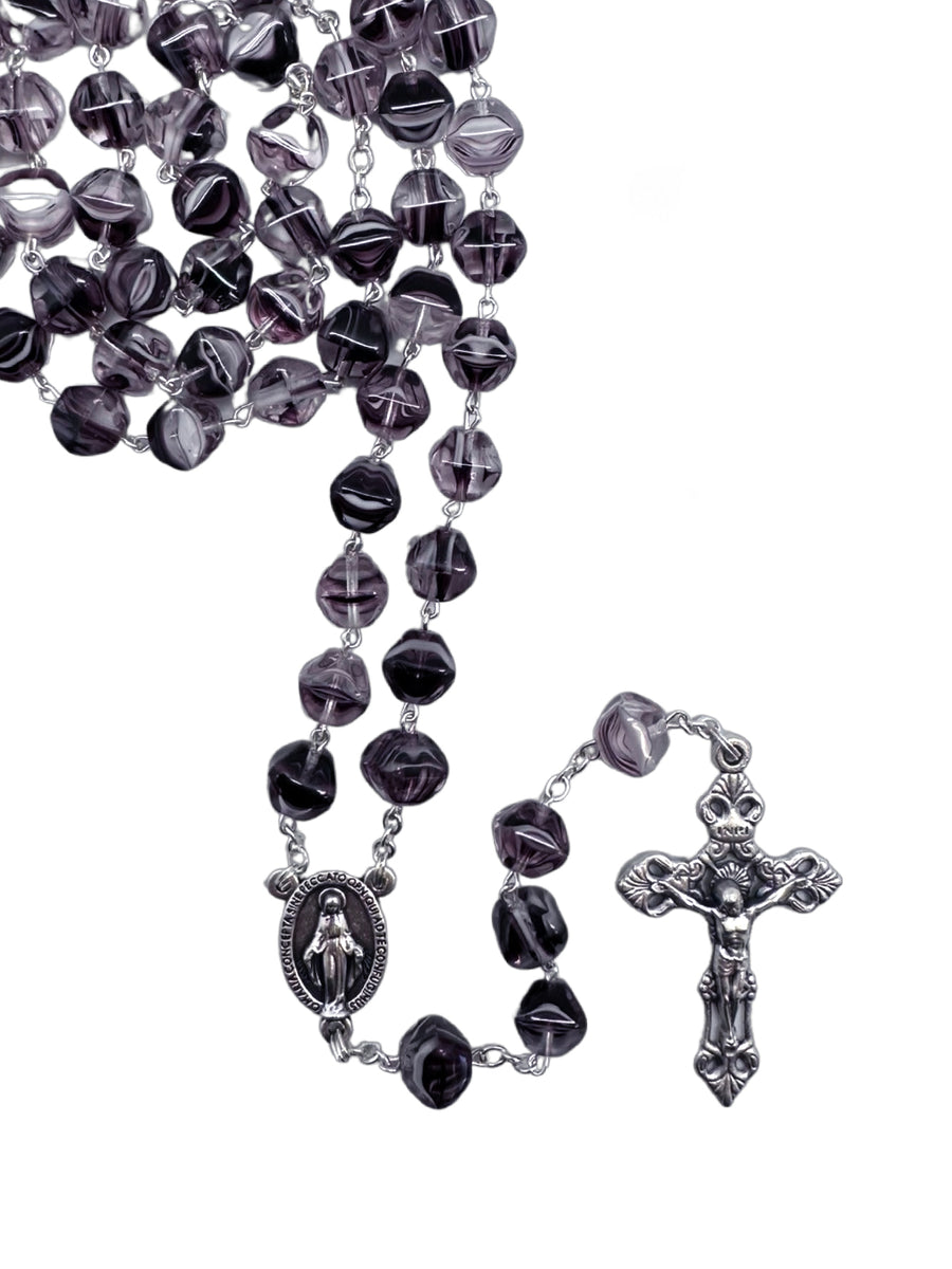 Glass Pyramid Rosary - Purple