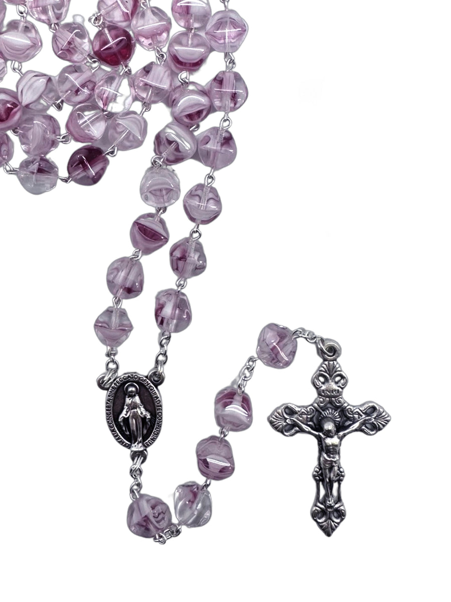 Glass Pyramid Rosary - Pink