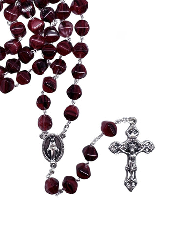 Glass Pyramid Rosary - Red