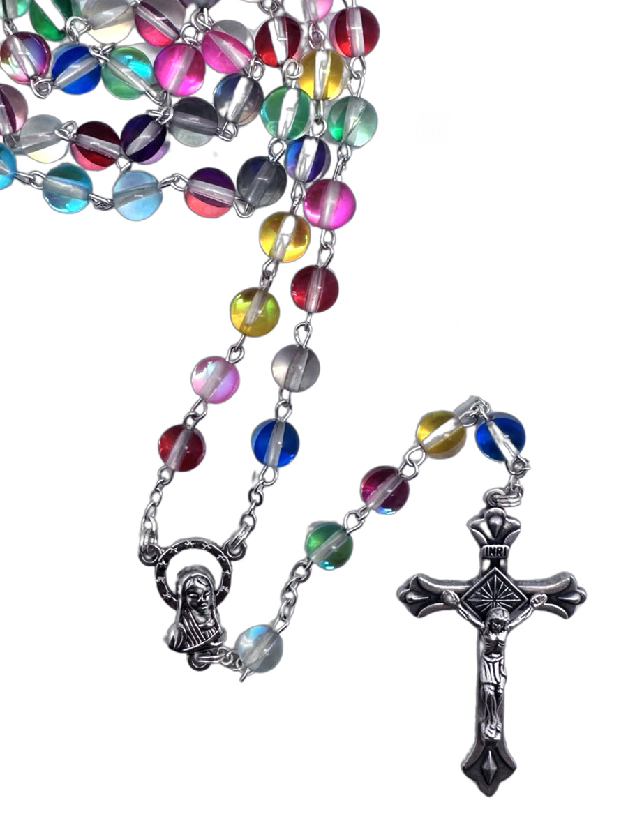 Glass Multicoloured Rosary - Round