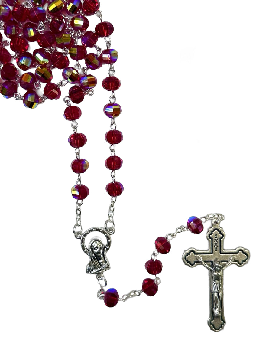 Glass Rosary - Red