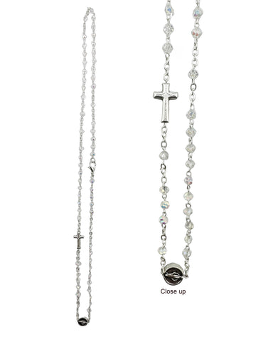 Rosary Necklace Crystal - White