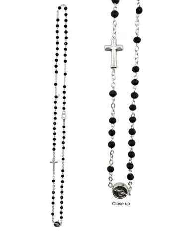 Rosary Necklace Crystal - Black