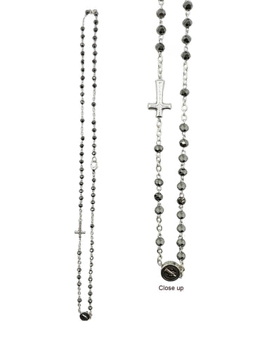 Rosary Necklace Crystal - Silver