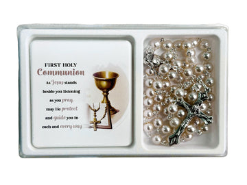 Communion Rosary & Standing Plaque