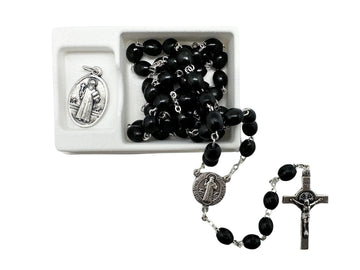 St. Benedict Wood Rosary & Medal Set - Black