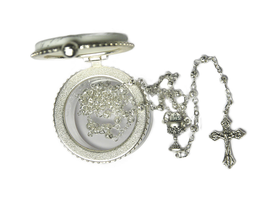 Rosary Filigree Silver Communion - Pearl Box