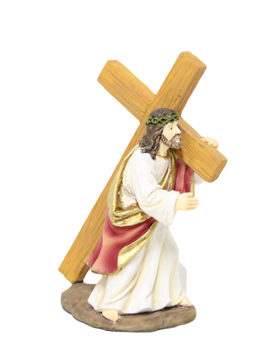 Jesus Carrying Cross Resin Statue - 10cm