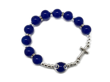Rosary Bracelet With Cross - Blue