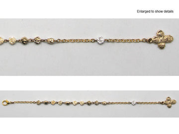 Gold Rose Bead Rosary Bracelet - 195mm