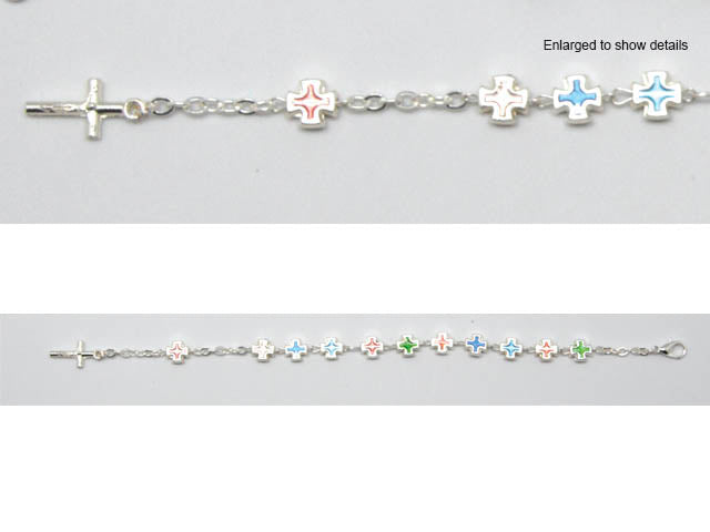 Multicoloured Cross Metal Bracelet - 200mm
