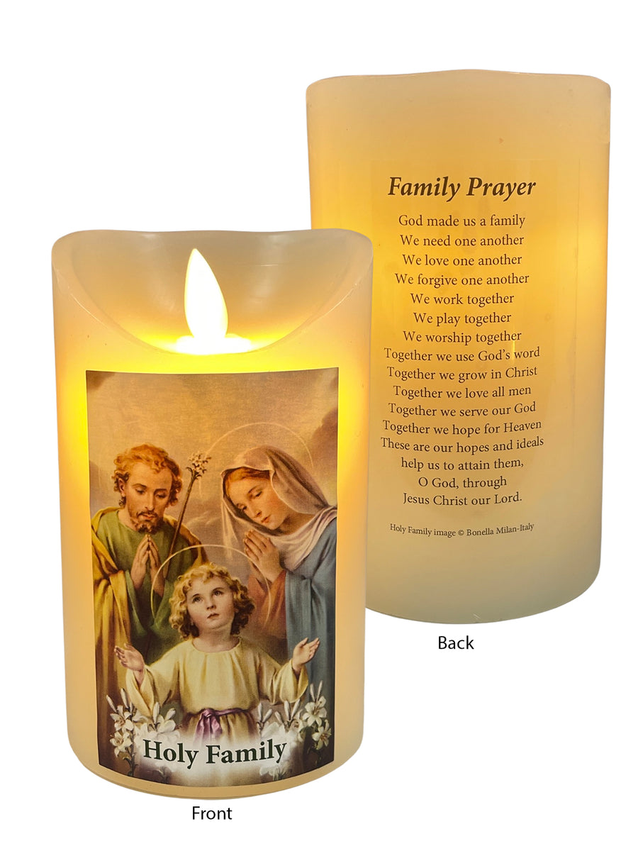 LED Wax Coated Vanilla Scented Candle - Holy Family