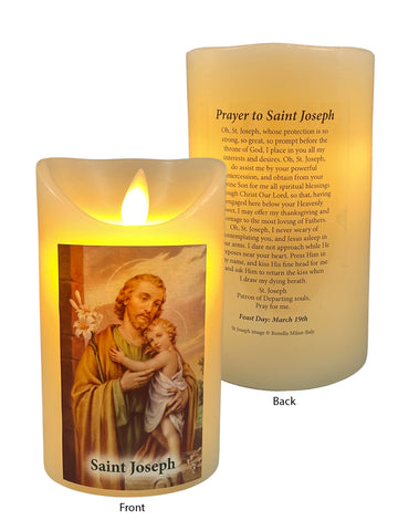 LED Wax Coated Vanilla Scented Candle - St. Joseph