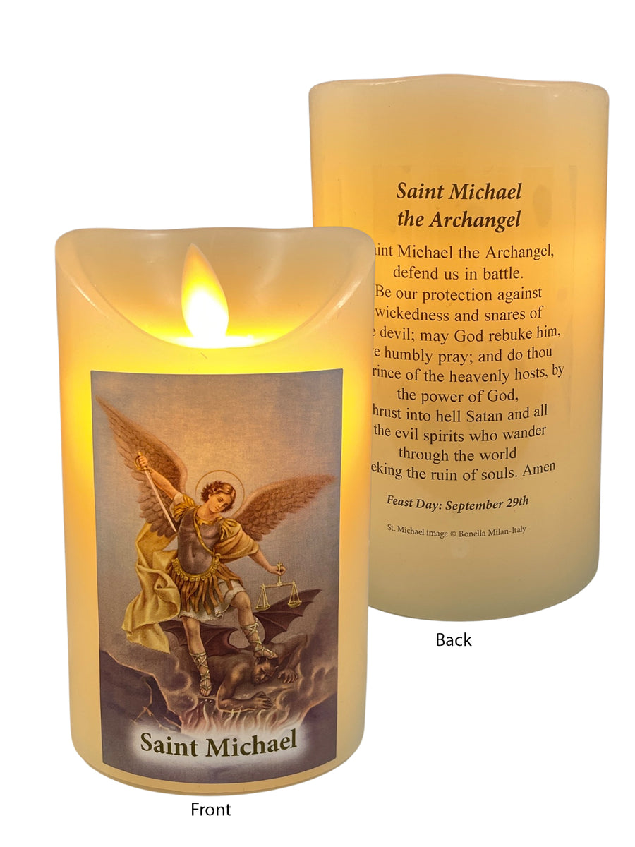 LED Wax Coated Vanilla Scented Candle - St. Michael