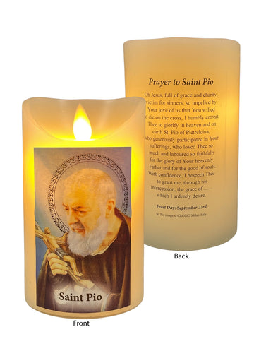 LED Wax Coated Vanilla Scented Candle - Padre Pio
