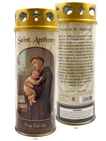 Devotional Candle With Gold Lid - St Anthony