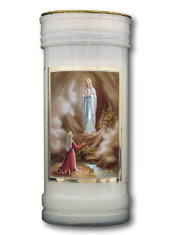 Our Lady Of Lourdes Devotional Gold Foiled Candle