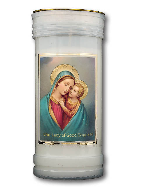 Our Lady Of Good Counsel Devotional Gold Foiled Candle