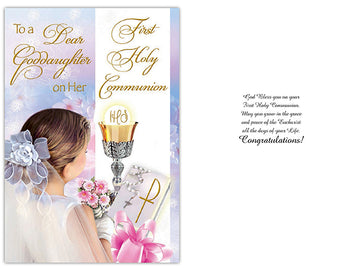 'To A Dear Goddaughter  On Her First Holy Communion' Card