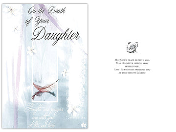 'On The Death Of Your Daughter' Embossed Sympathy Card - Daughter