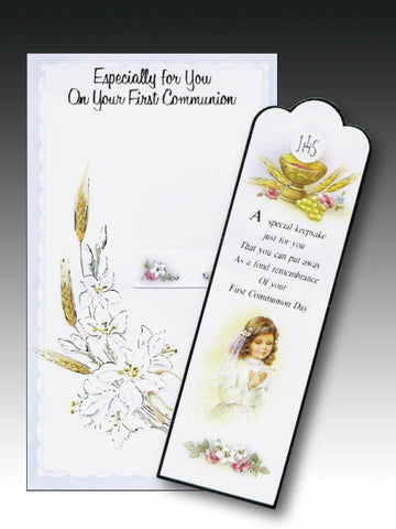 'Especially For You On Your First Communion' Card With Bookmark - Girl