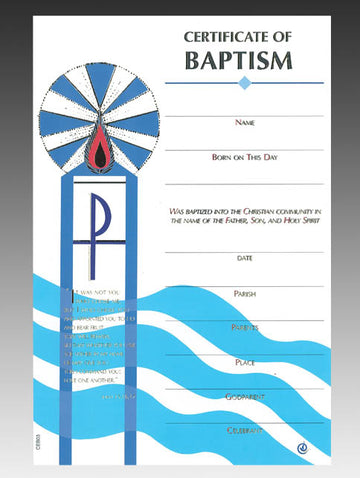 Baptism Certificate - Blue
