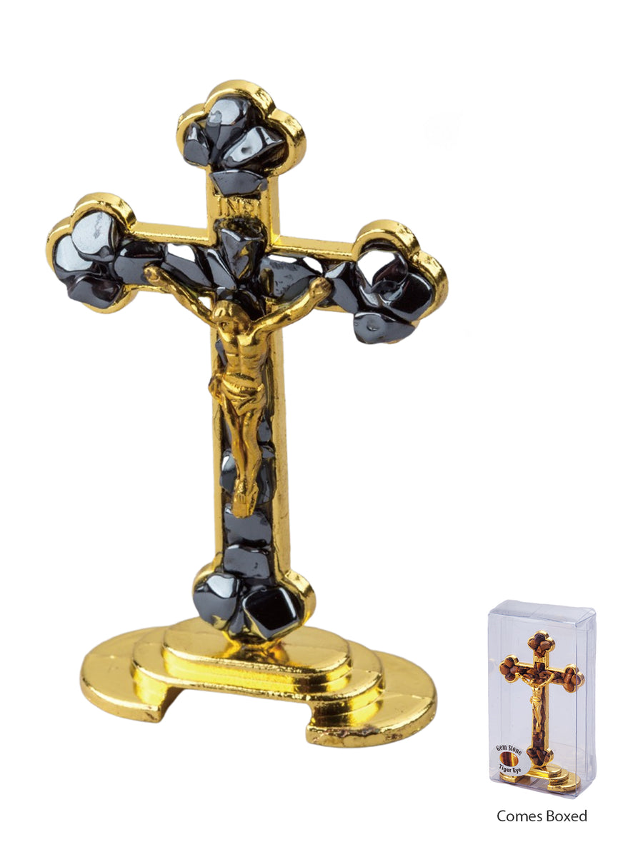 Gemstone Crucifix - Hematite