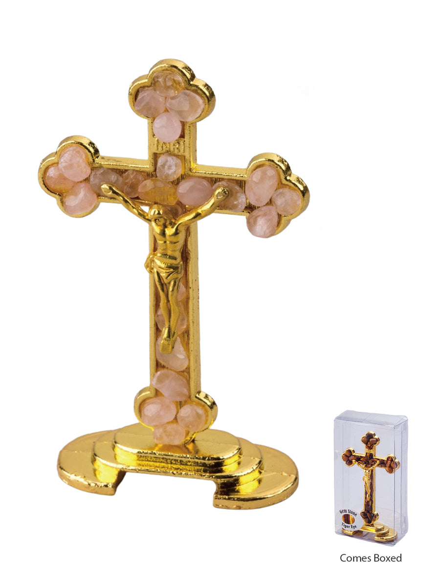 Gemstone Crucifix - Quartz