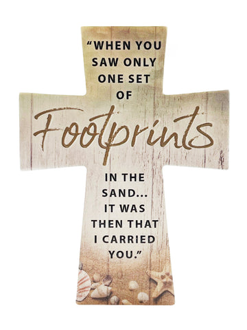 Standing Ceramic Crucifix - Footprints