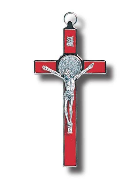 St. Benedict Metal Crucifix with Enamel Inlay