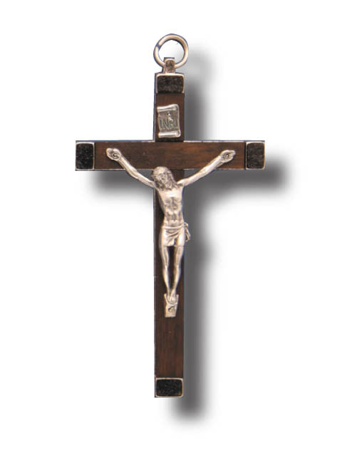 Small Wood/Plastic Crucifix - Luminous / Black / Brown