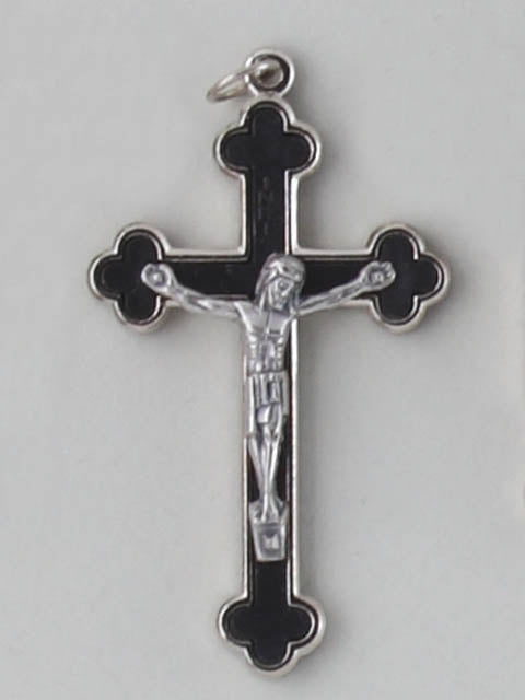 Metal Crucifix with Enamel - Luminous / Black / White