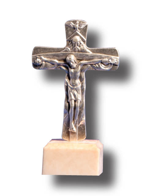 Standing Metal Crucifix with Resin Base