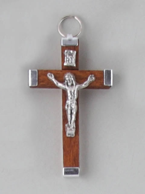Wood Crucifix with Metal Tips - Black / Brown / Luminous